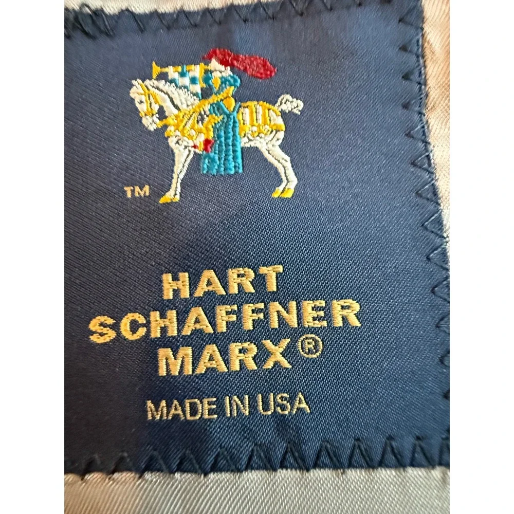 Hart Schaffner Marx Mens Navy Blue Blazer Sport Coat Gold Crest Buttons 46R USA